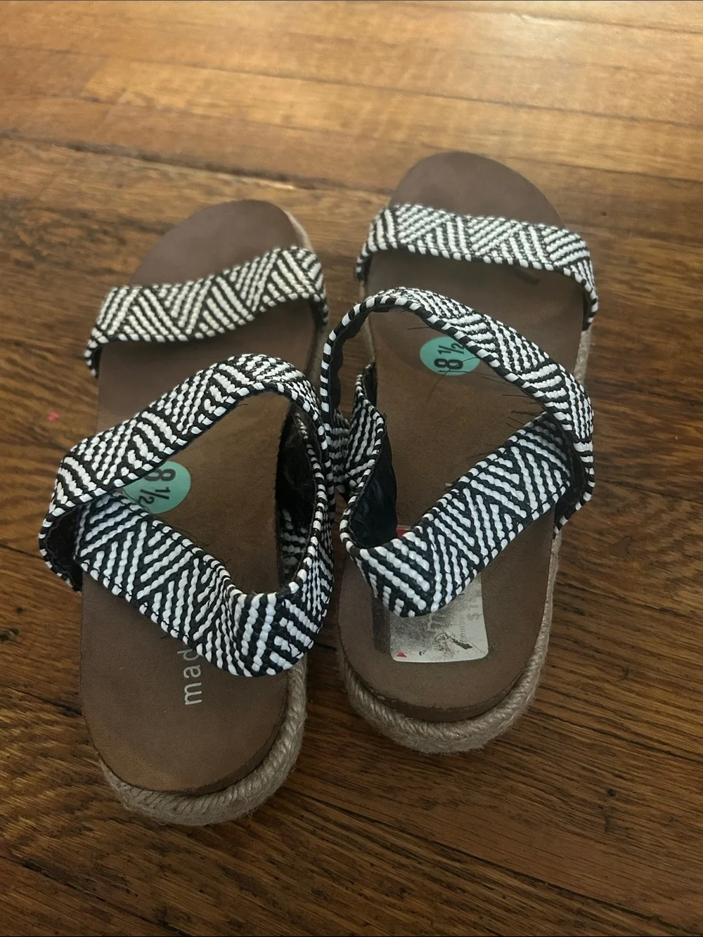 Madden Girl Black & White Patterned Strap Espadrille Sandals